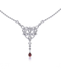 Celtic Quaternary Knot Garnet Necklace