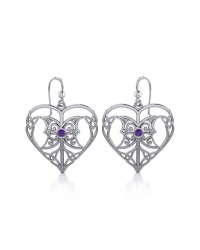 Celtic Triple Goddess Love Peace Earrings with Amethyst