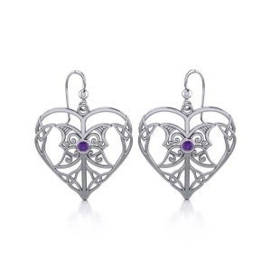 Celtic Triple Goddess Love Peace Earrings with Amethyst