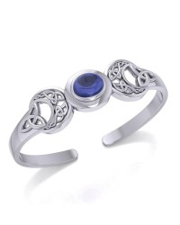 Celtic Triple Moon Cuff Bracelet with Sapphire