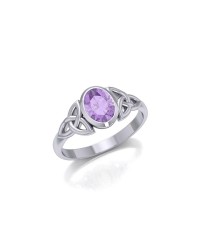 Celtic Triquetra Amethyst Ring