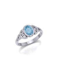 Celtic Triquetra Blue Topaz Ring