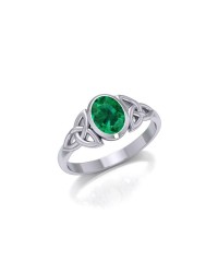 Celtic Triquetra Emerald Ring