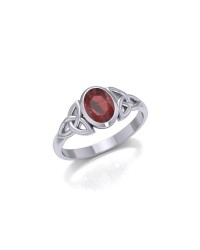 Celtic Triquetra Garnet Ring