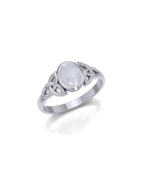 Celtic Triquetra Rainbow Moonstone Ring