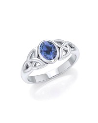 Celtic Triquetra Knot Ring with Sapphire Gemstone