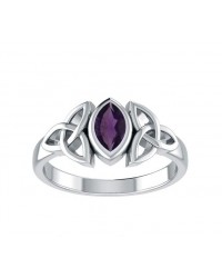 Celtic Triquetra Silver and Amethyst Ring