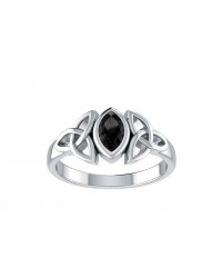 Celtic Triquetra Silver and Black Onyx Ring