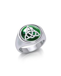 Celtic Triquetra with Emerald Flip Ring