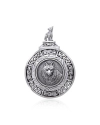 Celtic Wolf Medallion Pendant