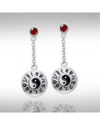 Chinese Astrology & Yin Yang Garnet Earrings