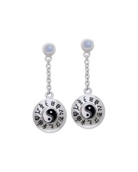 Chinese Astrology & Yin Yang Rainbow Moonstone Earrings