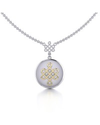 Chinese Mystic Knot Silver & Gold Necklace