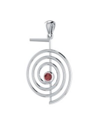 Cho Ku Ray Reiki Silver Pendant with Garnet Gem