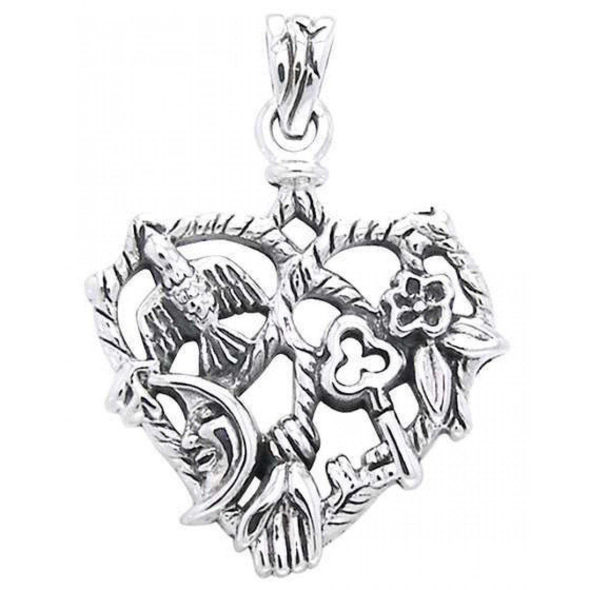 Cimaruta Witches Charm Pendant - 92.5 Sterling Silver (Stregha,  Stregheria)