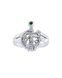 Cimaruta Witch Ring with Emerald