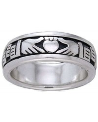 Claddagh Celtic Sterling Silver Fidget Spinner Ring