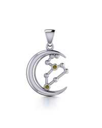 Crescent Moon and Leo Astrology Constellation Pendant