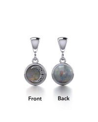 Crescent Moon Silver & Opal Gemstone Flip Pendant 