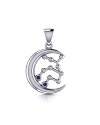 Crescent Moon and Virgo Astrology Constellation Pendant