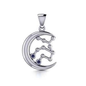 Crescent Moon and Virgo Astrology Constellation Pendant