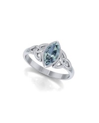 Double Triquetra Ring with Blue Topaz Gemstone