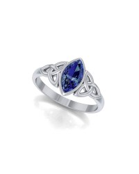 Double Triquetra Ring with Sapphire Gem