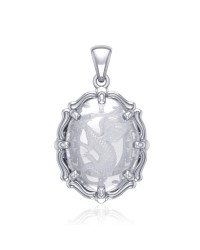 Dragon Clear Quartz Crystal Sterling Silver Pendant