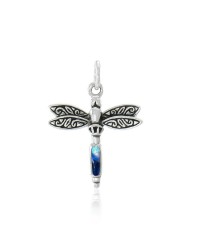 Dragonfly Silver Charm with Azurite Gem