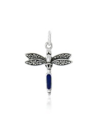 Dragonfly Silver Charm with Lapis Gem