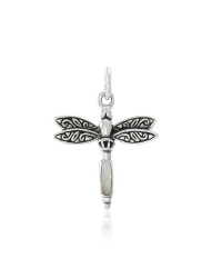 Dragonfly Silver Charm with Opal Gem