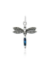 Dragonfly Silver Charm with Paua Shell Gem