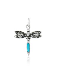 Dragonfly Silver Charm with Turquoise Gem