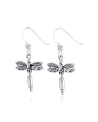 Dragonfly Silver and Mother of Pearl Gem Earrings