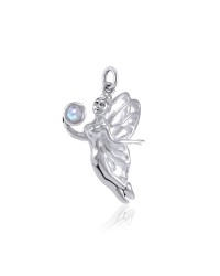 Enchanted Fairy Holding a Rainbow Moonstone Charm