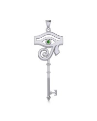 Eye of Horus Key Pendant with Emerald