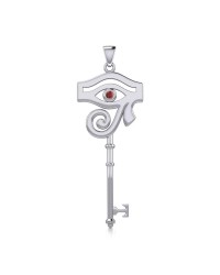 Eye of Horus Key Pendant with Garnet