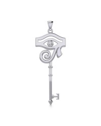 Eye of Horus Key Pendant with White Cubic Zirconia