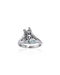 Fairy Holding Blue Topaz Gemstone Ring