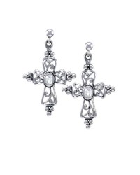 Fashion Cross White Cubic Zirconia Earrings