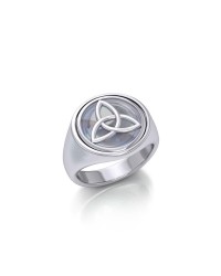 Rainbow Moonstone Trinity Knot Flip Ring