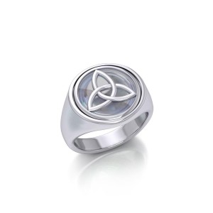 Rainbow Moonstone Trinity Knot Flip Ring