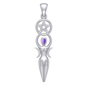 Goddess Pendant with Amethyst Gemstone