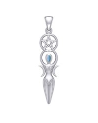 Goddess Pendant with Blue Topaz Gemstone