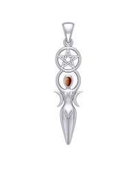 Goddess Pendant with Garnet Gemstone