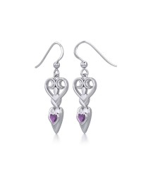 Goddess with Amethyst Heart Earrings