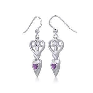 Goddess with Amethyst Heart Earrings