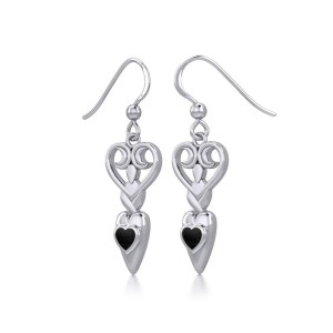 Goddess with Black Onyx Heart Earrings