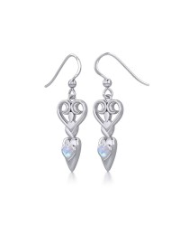 Goddess with Rainbow Moonstone Heart Earrings