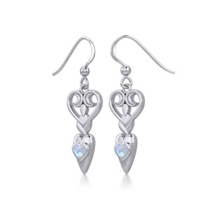 Goddess with Rainbow Moonstone Heart Earrings